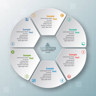 vektör soyut 3d kağıt bilgi elemanları. Dairesel bilgi grafikleri