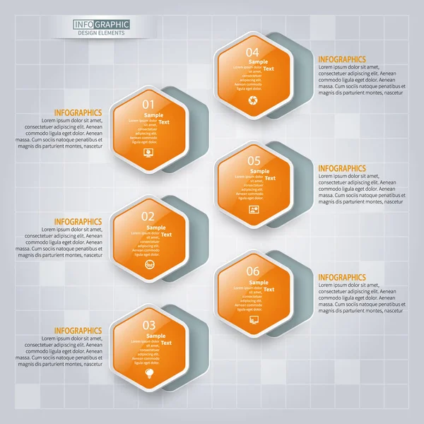 Vector Abstracto Papel Infografía Elements Hexagon Infographics Honeycomb Diseño — Vector de stock