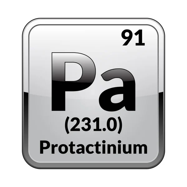 Simbolo Protactinio Elemento Chimico Della Tavola Periodica Fondo Bianco Lucido — Vettoriale Stock