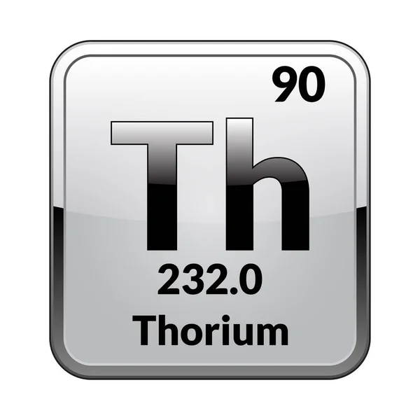 Symbole Thorium Élément Chimique Tableau Périodique Sur Fond Blanc Brillant — Image vectorielle