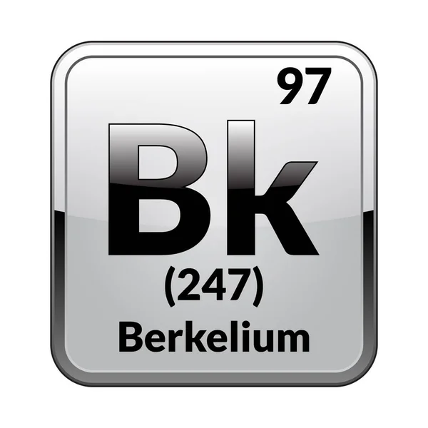 Berkélium Szimbólum Kémiai Elem Periódusos Egy Fényes Fehér Alapon Egy — Stock Vector