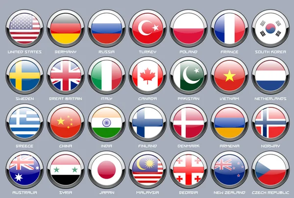 Ronde Wereld Vlaggen Vector Collectie Van Vlaggen Van Wereld — Stockvector