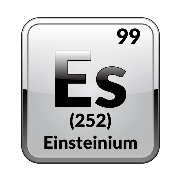 Einsteinium Symbol Chemical Element Periodic Table Glossy White Background Silver — Stock Vector