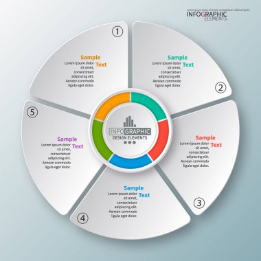 vektör soyut 3d kağıt bilgi elemanları. Dairesel bilgi grafikleri