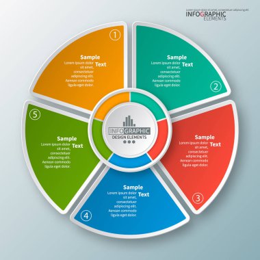 vektör soyut 3d kağıt bilgi elemanları. Dairesel bilgi grafikleri