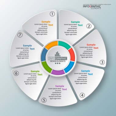 vektör soyut 3d kağıt bilgi elemanları. Dairesel bilgi grafikleri