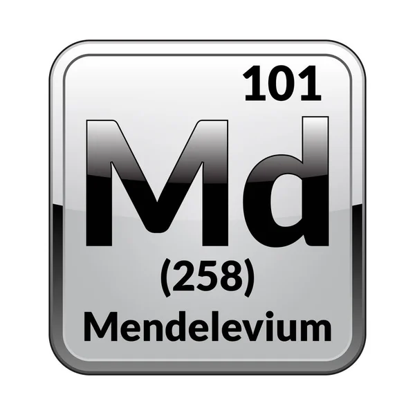 Símbolo Mendelevium Elemento Químico Tabela Periódica Sobre Fundo Branco Brilhante — Vetor de Stock