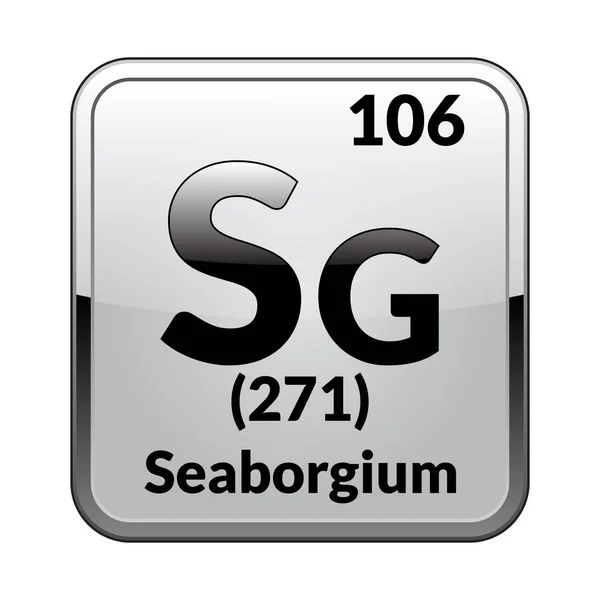 Символ Seaborgium Хімічний Елемент Періодичної Таблиці Глянцевому Білому Тлі Срібній — стоковий вектор