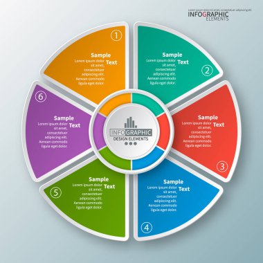 vektör soyut 3d kağıt bilgi elemanları. Dairesel bilgi grafikleri