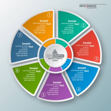 vektör soyut 3d kağıt bilgi elemanları. Dairesel bilgi grafikleri