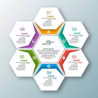 vektör soyut 3d kağıt bilgi elemanları. Hexagon bilgi grafikleri. Bal peteği tasarımı
