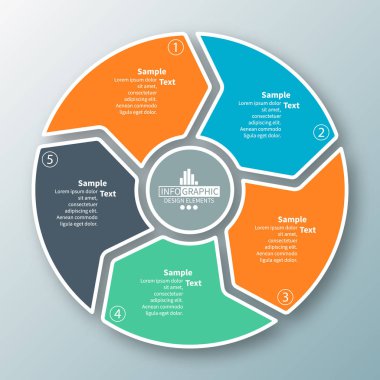 vektör soyut 3d kağıt bilgi elemanları. Dairesel bilgi grafikleri