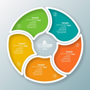 vektör soyut 3d kağıt bilgi elemanları. Dairesel bilgi grafikleri