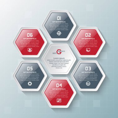 vektör soyut 3d kağıt bilgi elemanları. Hexagon bilgi grafikleri. Bal peteği tasarımı