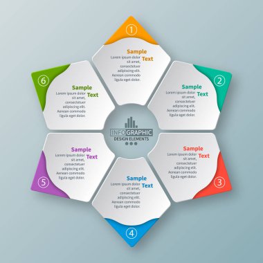 vektör soyut 3d kağıt bilgi elemanları. Dairesel bilgi grafikleri