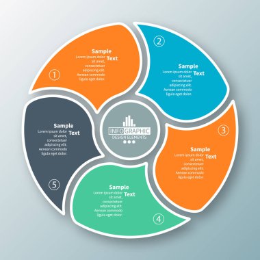 vektör soyut 3d kağıt bilgi elemanları. Dairesel bilgi grafikleri