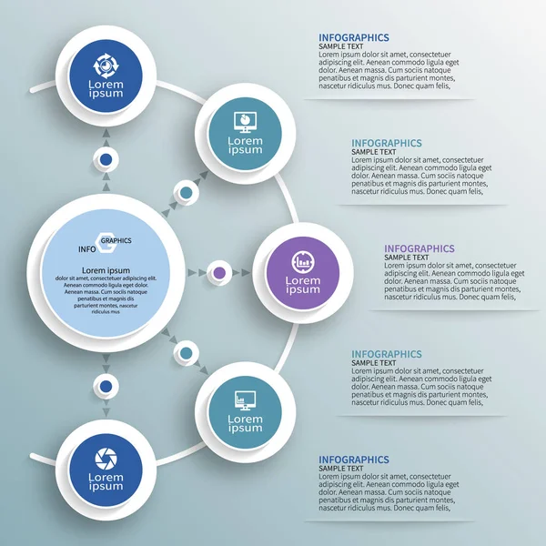 Vector Abstracto Papel Infografía Elements Circular Infografías — Vector de stock