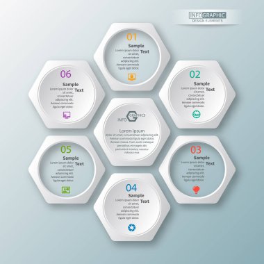 Soyut 3d kağıt Infographics. İş şablonu. Vektör çizim