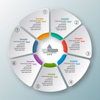 vektör soyut 3d kağıt bilgi elemanları. Dairesel bilgi grafikleri