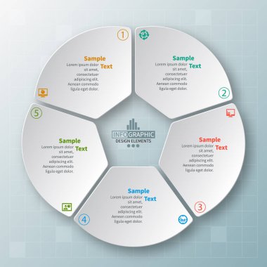 vektör soyut 3d kağıt bilgi elemanları. Dairesel bilgi grafikleri