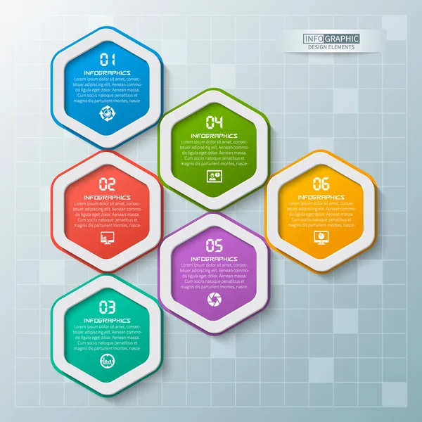 Vector Abstracto Papel Infografía Elements Hexagon Infographics Honeycomb Diseño — Archivo Imágenes Vectoriales