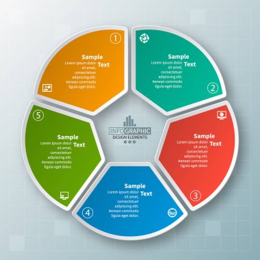 vektör soyut 3d kağıt bilgi elemanları. Dairesel bilgi grafikleri