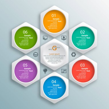 vektör soyut 3d kağıt bilgi elemanları. Hexagon bilgi grafikleri. Bal peteği tasarımı