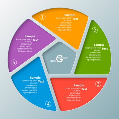 vektör soyut 3d kağıt bilgi elemanları. Dairesel bilgi grafikleri