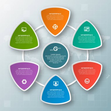 vektör soyut 3d kağıt bilgi elemanları. Dairesel bilgi grafikleri