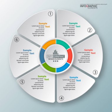 vektör soyut 3d kağıt bilgi elemanları. Dairesel bilgi grafikleri