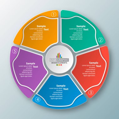 vektör soyut 3d kağıt bilgi elemanları. Dairesel bilgi grafikleri