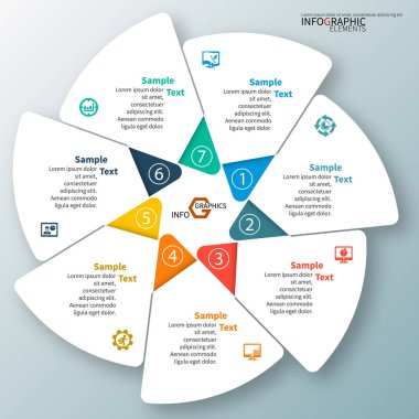 vektör soyut 3d kağıt bilgi elemanları. Dairesel bilgi grafikleri