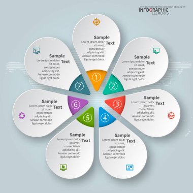 vektör soyut 3d kağıt bilgi elemanları. Dairesel bilgi grafikleri
