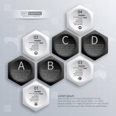 Soyut 3d kağıt Infographics. İş şablonu. Vektör çizim
