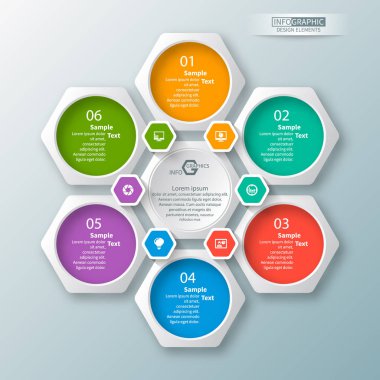 Soyut 3d kağıt Infographics. İş şablonu. Vektör çizim