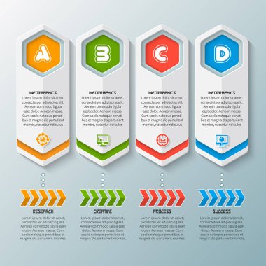 Soyut 3d kağıt Infographics. İş şablonu. Vektör çizim