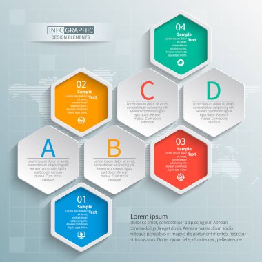 Soyut 3d kağıt Infographics. İş şablonu. Vektör çizim