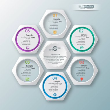 Soyut 3d kağıt Infographics. İş şablonu. Vektör çizim