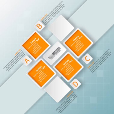 Soyut 3d kağıt Infographics. İş şablonu. Vektör çizim