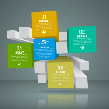 Soyut 3d kağıt Infographics. İş şablonu. Vektör çizim