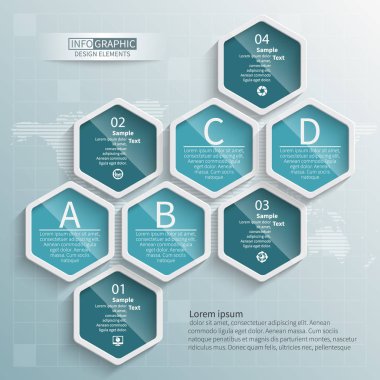 Soyut 3d kağıt Infographics. İş şablonu. Vektör çizim