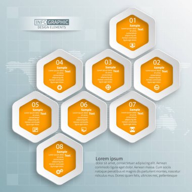 Soyut 3d kağıt Infographics. İş şablonu. Vektör çizim