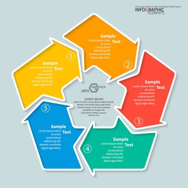 Soyut 3d kağıt Infographics. İş şablonu. Vektör çizim