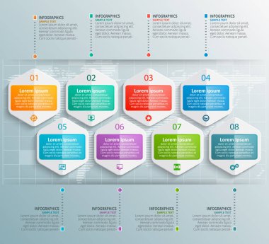 Soyut 3d kağıt Infographics. İş şablonu. Vektör çizim