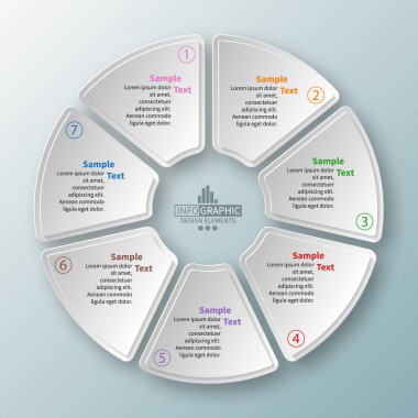 vektör soyut 3d kağıt bilgi elemanları. Dairesel bilgi grafikleri