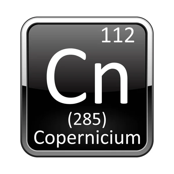 Symbol Kopernikowy Element Chemiczny Układu Okresowego Błyszczącym Czarnym Tle Srebrnej — Wektor stockowy