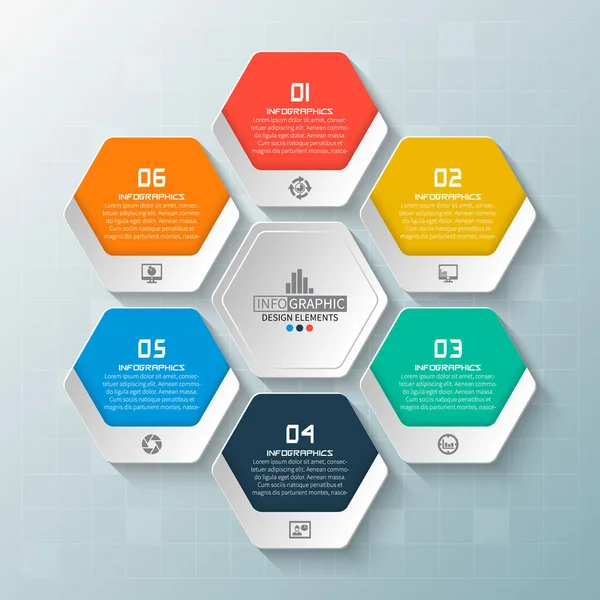 Vector Abstract Paper Infographic Elements Hexagon Infographics Honeycomb Design — Stock Vector