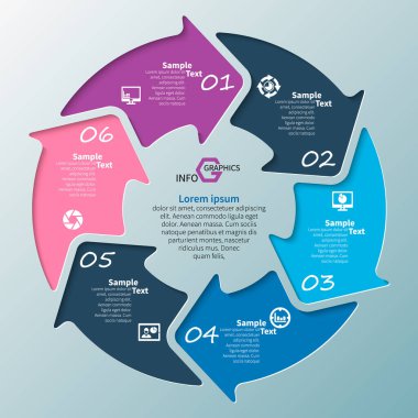 vektör soyut 3d kağıt bilgi elemanları. Dairesel bilgi grafikleri