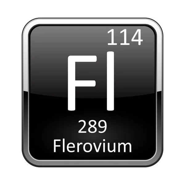 Flerovio Elemento Químico Tabla Periódica Sobre Fondo Negro Brillante Marco — Archivo Imágenes Vectoriales