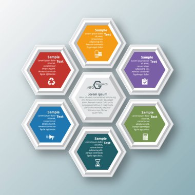 vektör soyut 3d kağıt bilgi elemanları. Hexagon bilgi grafikleri. Bal peteği tasarımı